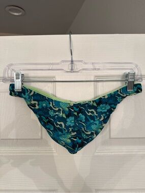 Hunk Menswear reversible green and Teal Floral Swim thong- medium